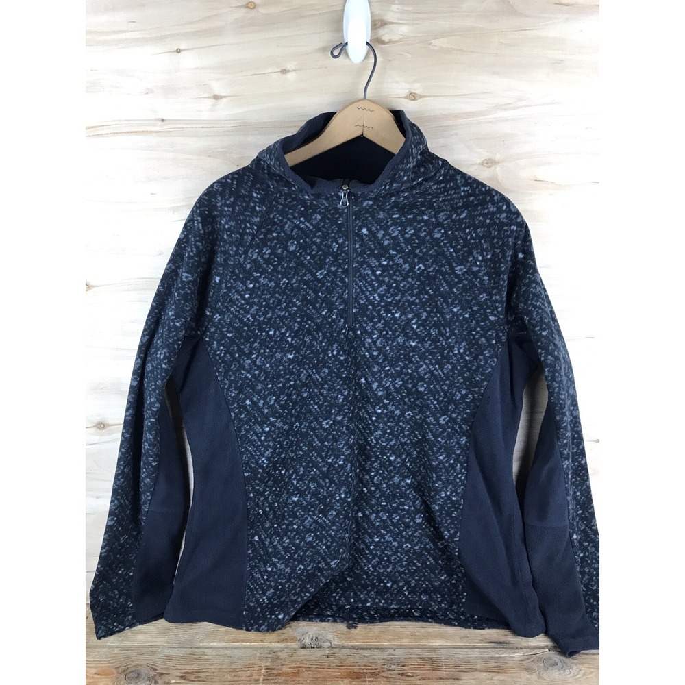 Columbia Womens 1/4 Zip Pullover Long Sleeve Black White Pattern XL